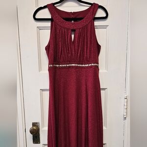 Enfocus Studio Burgundy Sleeveless Dress with Beaded Waist